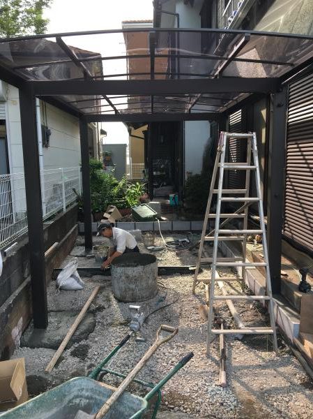 施工中 3｜海老名市　カーポートを使いやすく